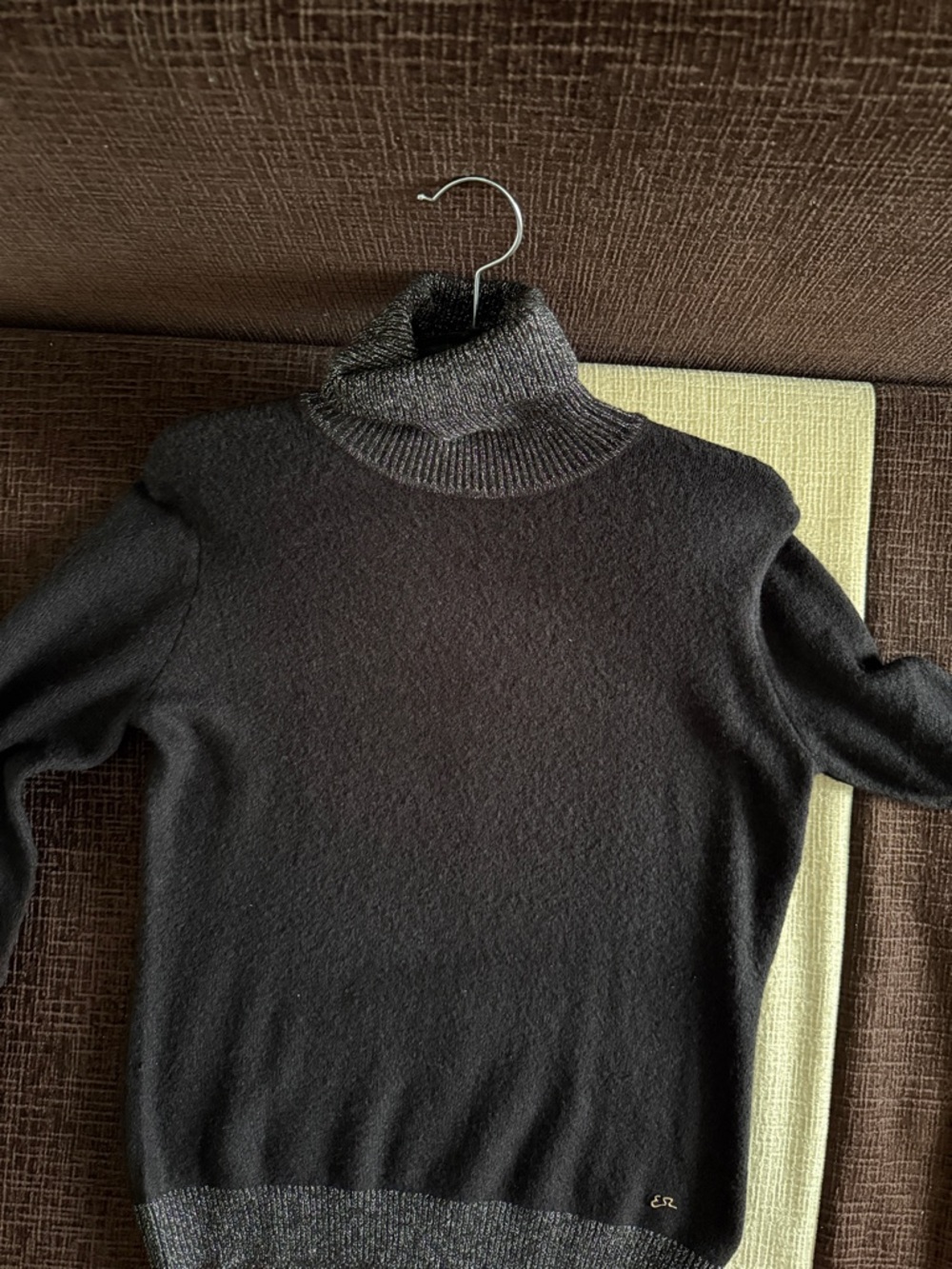 Black Turtleneck Sweater with metallic trim